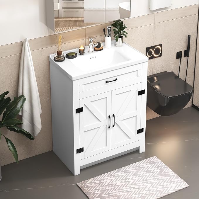 24inch Bathroom Sink Vanity Combo, Small Freestanding Single Bath Vanity Sink - Image 8