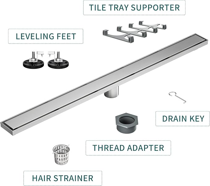 Linear Shower Drain 36", Brushed Floor Drain - Image 6