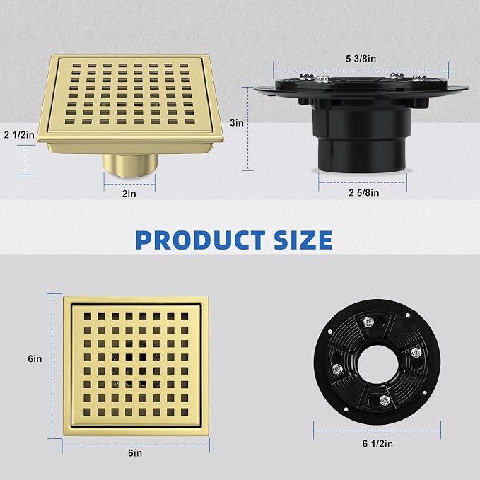 morefine Gold Shower Drain 6 inch - Image 5