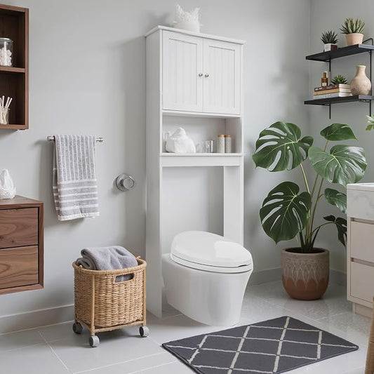 Over The Toilet Storage Cabinet, Behind Toilet Bathroom Organizer by GROZING