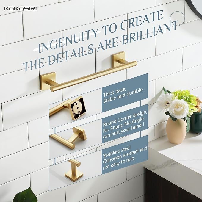 KOKOSIRI Hand Towel Bar Bathroom Towel Holder - Image 4