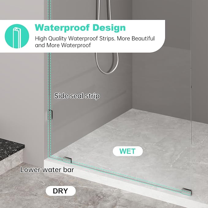 Frameless Fixed Shower Screen 36" W × 78" H, Shower Glass Panel, 5/16" SGCC - Image 4