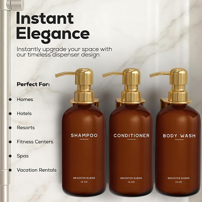 Luxury Shampoo and Conditioner Dispenser Set Wall Mounted by Brighter Barns - Image 2