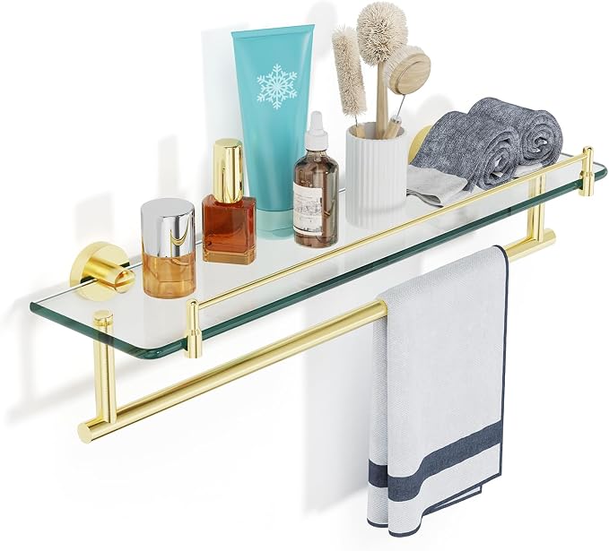 Towel Rack with Tempered Glass Shelf by HOMELIFE