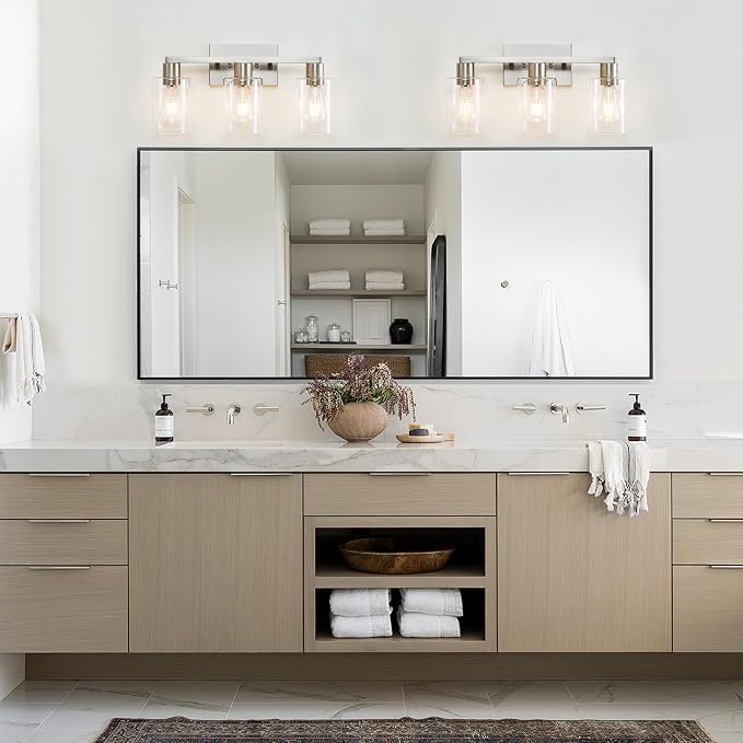 3-Light Vanity Lights, Brushed Nickel Vanity Light, - Image 2