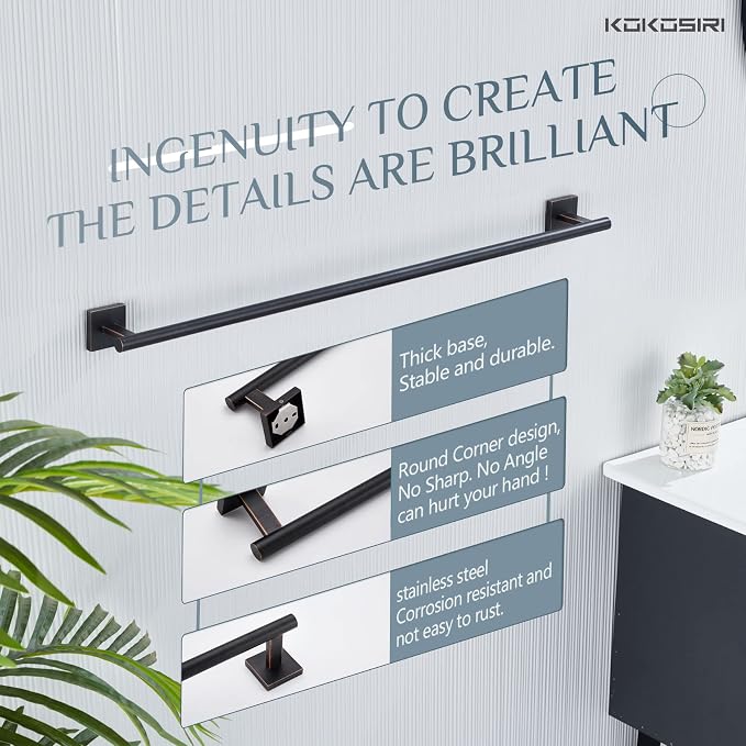 KOKOSIRI Bathroom Towel Bar 32'' Towel Holder - Image 4
