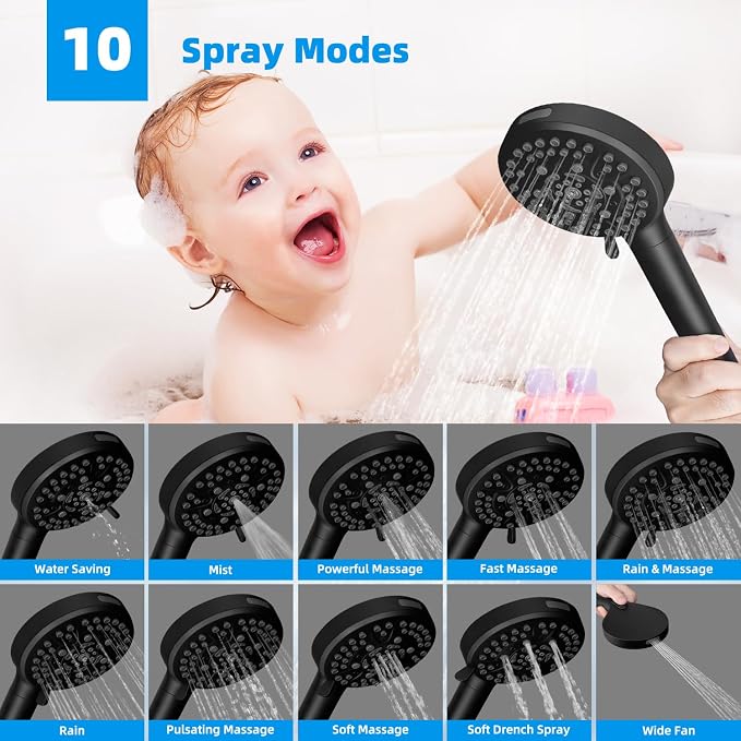 Hibbent All Metal 12'' Filtered Rainfall Shower Head Combo, High Pressure - Image 2