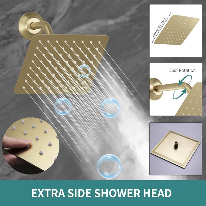 Brushed Gold Triple Shower Heads Shower System - Image 4
