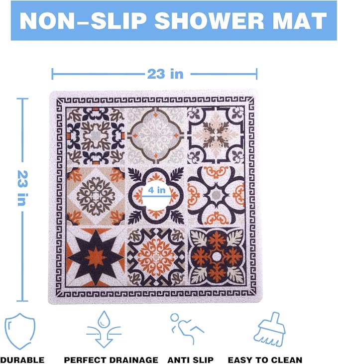 Square Shower Mat 23x23 Inch Non-Slip - Image 4