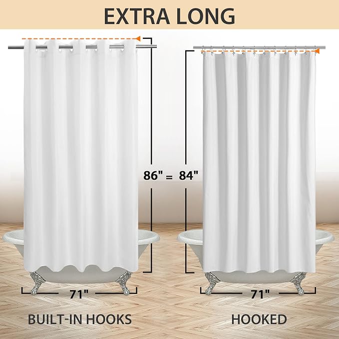 River Dream Extra Long Shower Curtain No Hooks or Liner Needed - Image 6
