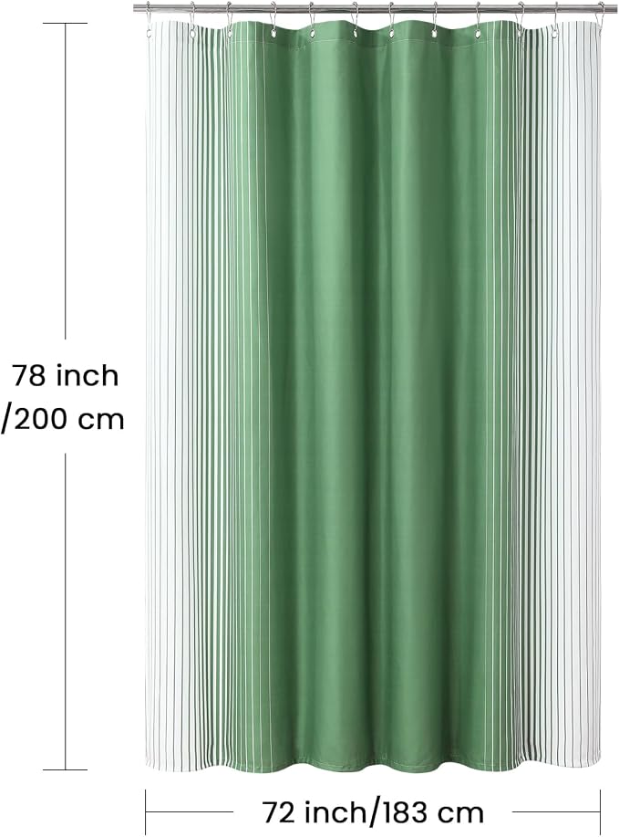 Green Shower Curtain 78 Inches Long, Sage Green and White Gradient Vertical - Image 6