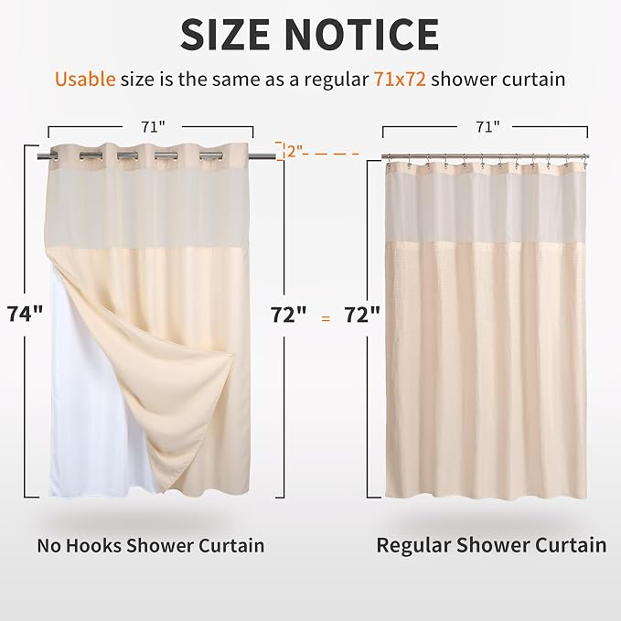 River Dream Heavyweight No Hooks Required Dotted Waffle Weave Shower Curtain - - Image 4