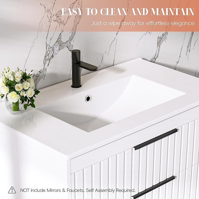 36" Bathroom Vanity with Sink, Floating Vanity Bathroom Sink Cabinet Wall Mount - Image 5