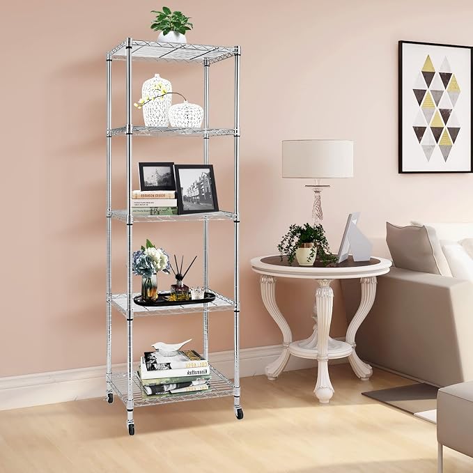 BNSPLY 5 Tier Narrow Wire Shelving Unit - Image 4