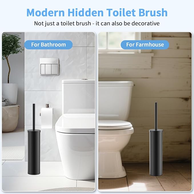 Stainless Steel Toilet Brush and Holder Set Oil Rubbed Matte Black Heavy Duty - Image 7