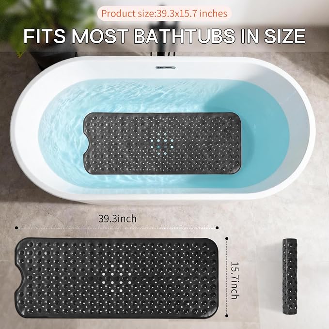 Anti-Slip Bathtub Shower mat, 39.3×15.7 inch（Approximately 100 × 40cm） Soft - Image 3