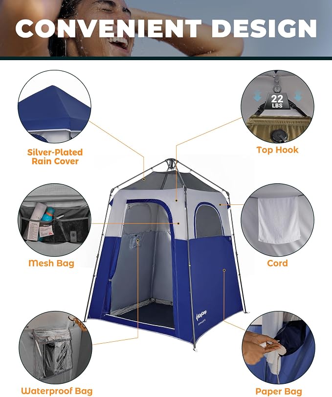 KingCamp Instant Shower Tent, Portable Superior Stable Privacy Shelter - Image 5