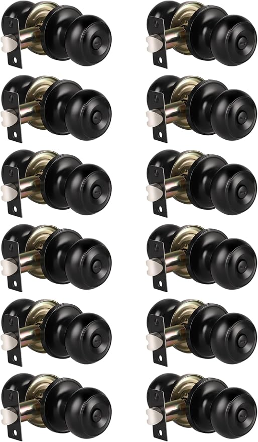 KNOBWELL Black Door Knobs for Bedroom or Bathroom, Interior Round Matte Black by KNOBWELL