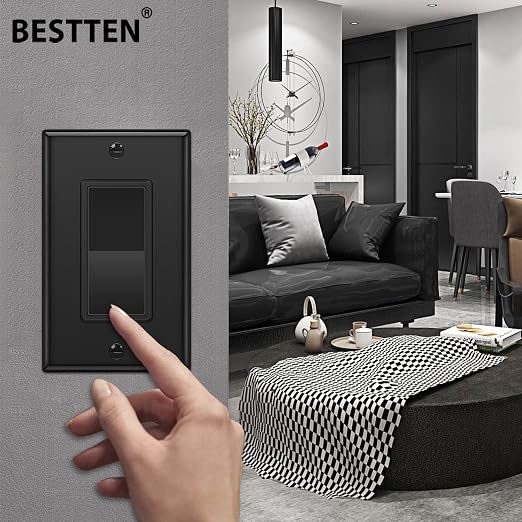 BESTTEN 10 Pack Single Pole Decorator Wall Light Switch - Image 2