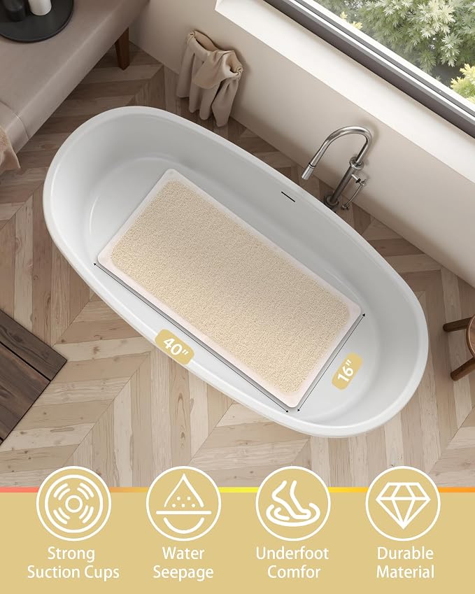 Mecko Non Slip Shower Mats, 16x40 Inch, Anti-Slip Bathtub Mats - Image 2