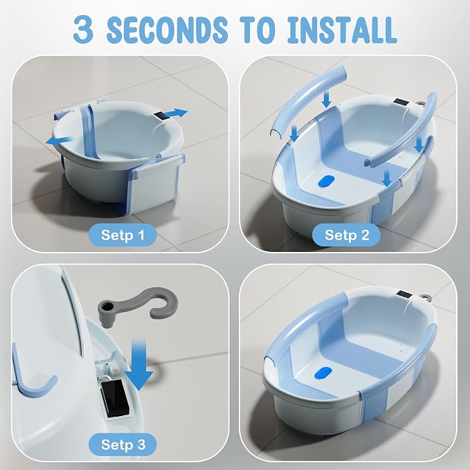 Collapsible Baby Bathtub, 3s to Install, Baby Bath Tub - Image 7