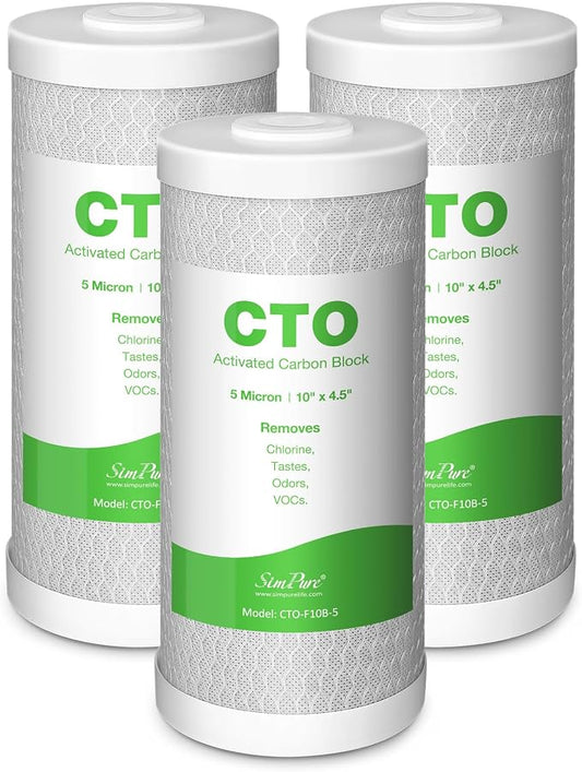 SimPure Whole House Water Filter Cartridges 5 Micron 10" x 4.5" CTO Activated by SimPure_Water
