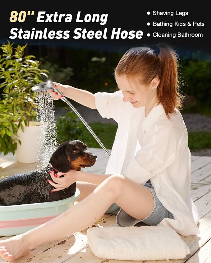 FASDUNT Shower Head with Handheld, High Pressure Handheld Shower Head with 80" - Image 3