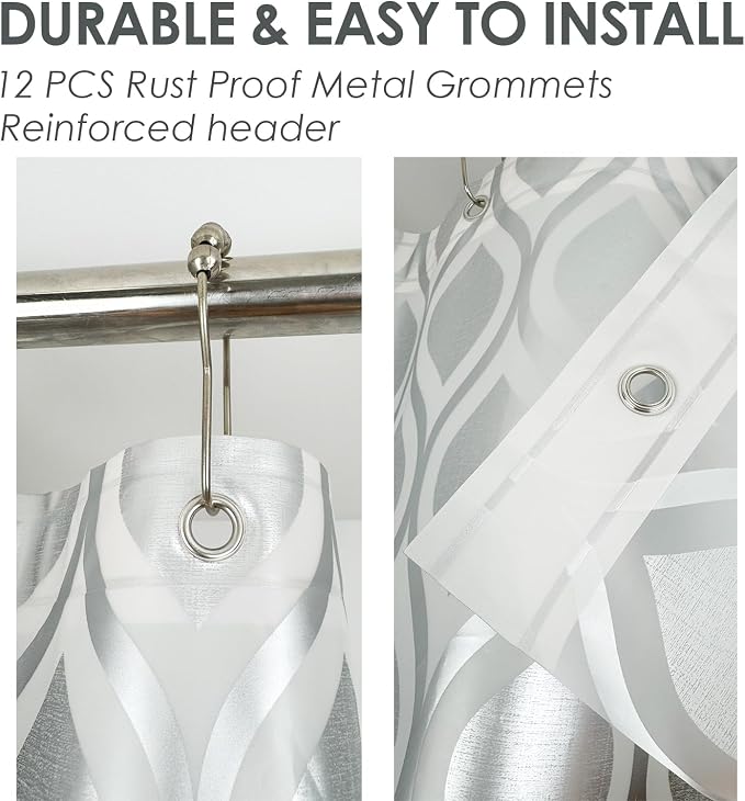 Plastic Shower Curtain Liner, Waterproof Printed PEVA Shower Curtain - Image 6