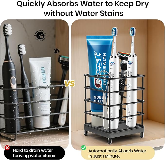 Toothbrush Holders with Quick Drying Mat—Black DiatomiteToothbrush and - Image 5
