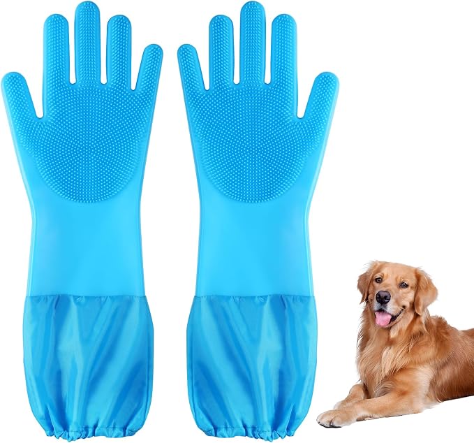 Dog Washing Gloves | Pet Grooming Gloves | Extra Long Arms - Image 2