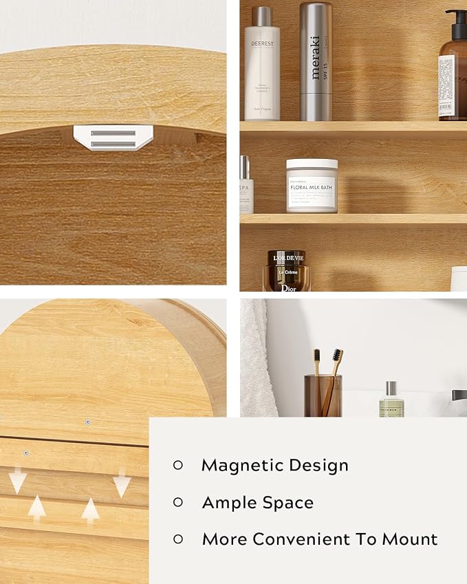 Large Arched Wall Cabinet with Acrylic Door, Large Wooden Wall Mounted Bathroom - Image 4
