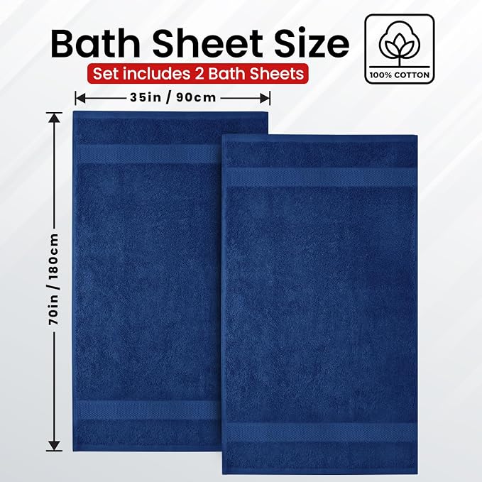 Infinitee Xclusives– Luxury Bath Sheets Towels – 2 Pack 600 GSM– 100% Ring Spun - Image 3