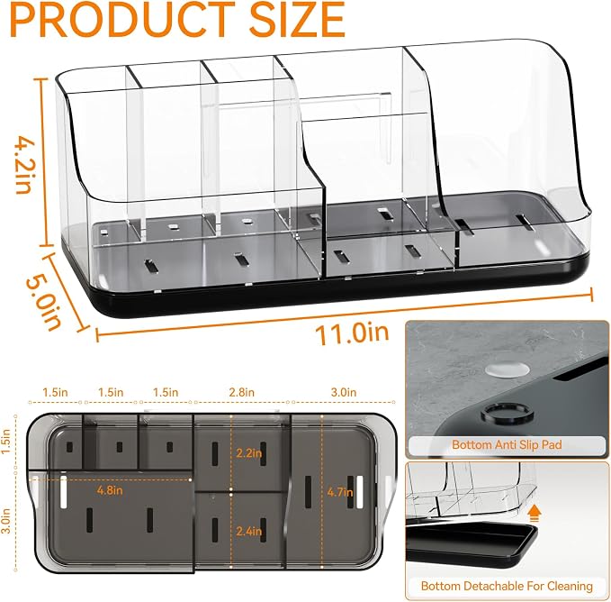 Yieach Mens Bathroom Organizer and Storage, Large 7 Slot Vanity Bathroom - Image 2
