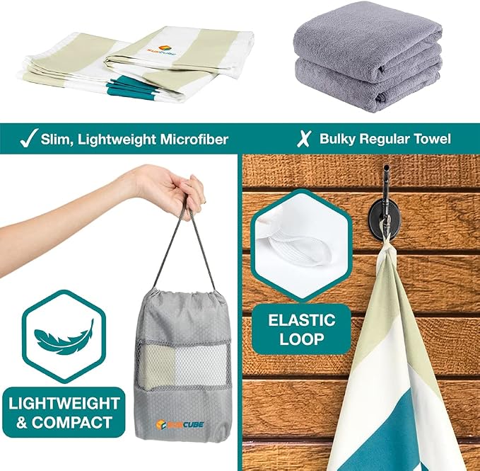 SUN CUBE Microfiber Beach Towel, Quick Dry Sand Free Beach Towel, Lightweight - Image 5