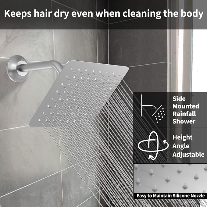 Brushed Nickel Shower System Set Temperature Display Push Button Shower Faucet - Image 2