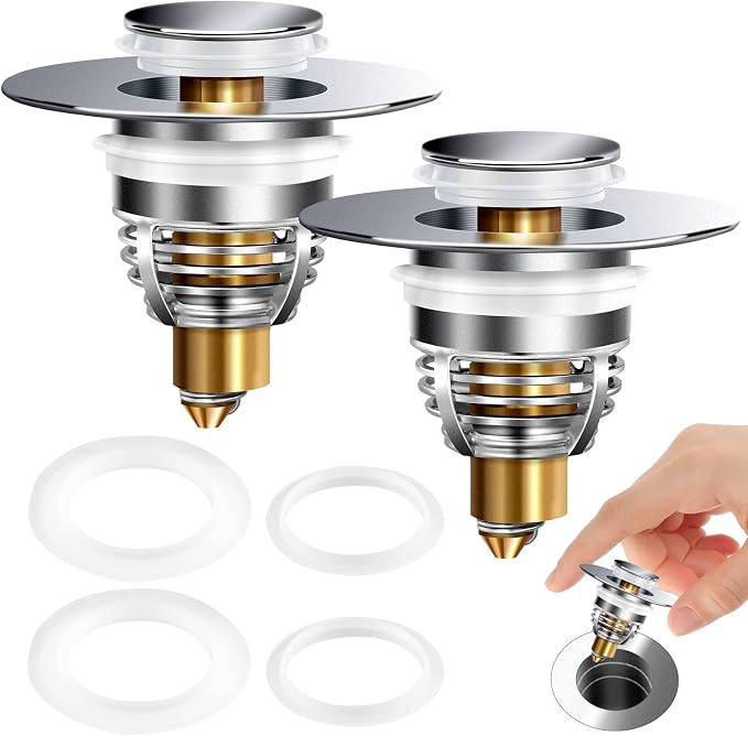 AURUZA 2 Pack Universal Bathroom Sink Stopper, Strainer by AURUZA