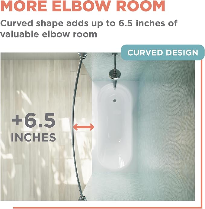 Zenna Home Curved Shower Curtain Rod, No Drill, 50-72 Inch Adjustable Tension - Image 5