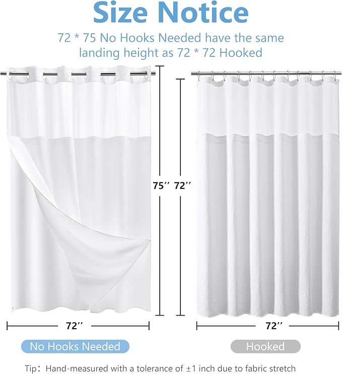 No Hook Waffle Weave Shower Curtain Set - Image 2