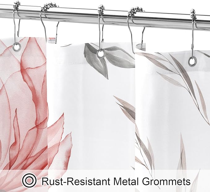 Small Stall Boho Watercolor Floral Shower Curtain 36 x 72, Artistic Narrow Half - Image 4