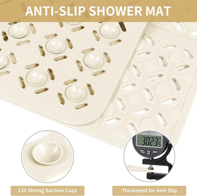 OTHWAY Square Shower Mat, TPE Anti Slip Shower mat - Image 2