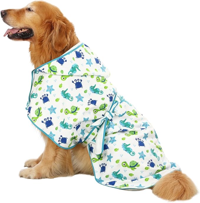 HDE Dog Bathrobe Super Absorbent Quick Drying Puppy Towel Wrap Coat Adjustable by HDE