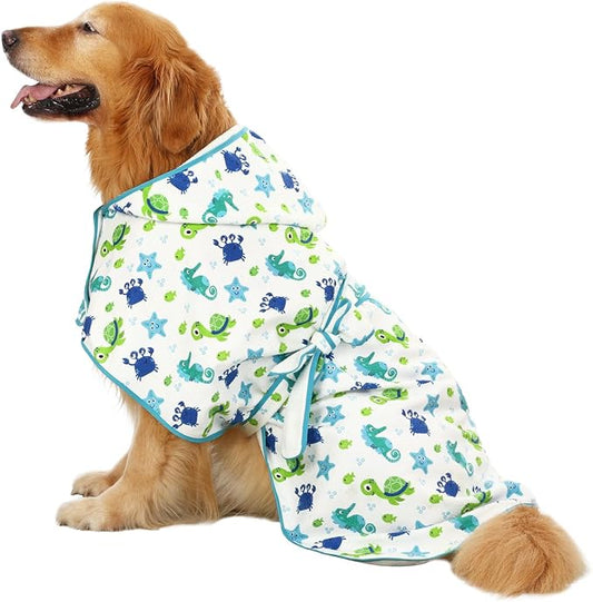 HDE Dog Bathrobe Super Absorbent Quick Drying Puppy Towel Wrap Coat Adjustable by HDE