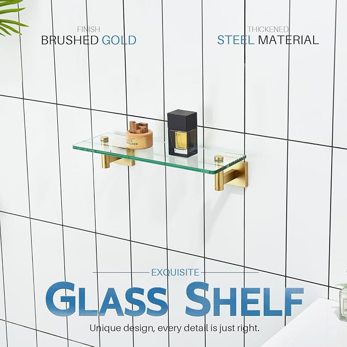KOKOSIRI Wall Shelves Floating Shelf 12'' Stainless Steel Bathroom Hardware - Image 3