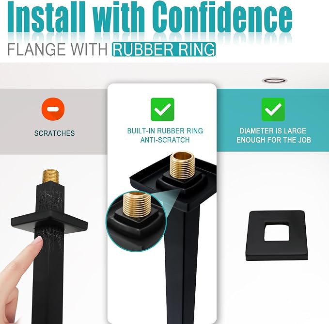 Matte Black Shower Arm with Flange and Teflon Tape - Image 5