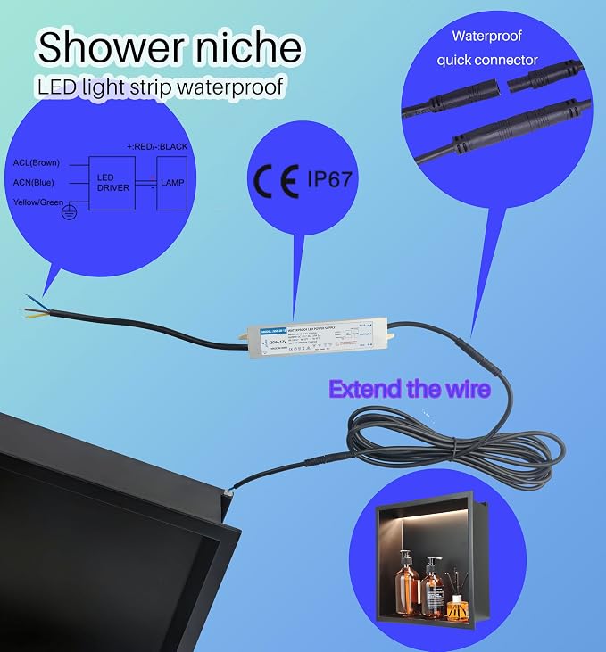 Stainless Steel Lighted Niche for Shower Storage, Bathroom Niches - Image 3