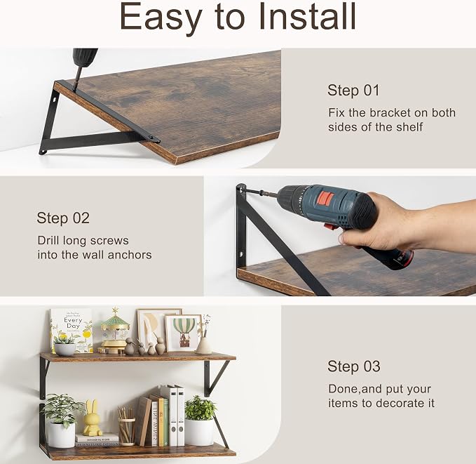 10 Inch Deep Floating Shelves, Floating Shelves 30 Inch Long, Rustic Wood Wall - Image 7