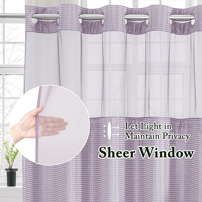Gibelle No Hook Waffle Weave Shower Curtain - Image 2