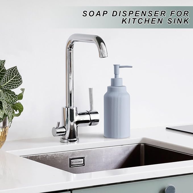 Modern Ceramic Soap Dispenser for Bathroom，14oz Ceramic Soft Touch Hand Lotion - Image 6