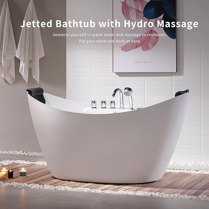 Empava 67" Freestanding Whirlpool Bathtub Oval - Image 7