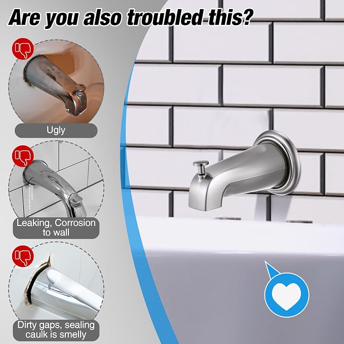 Dreyoo Metal Tub Spout Cover Ring, Bathtub Spout Trim Plate Ring - Image 4